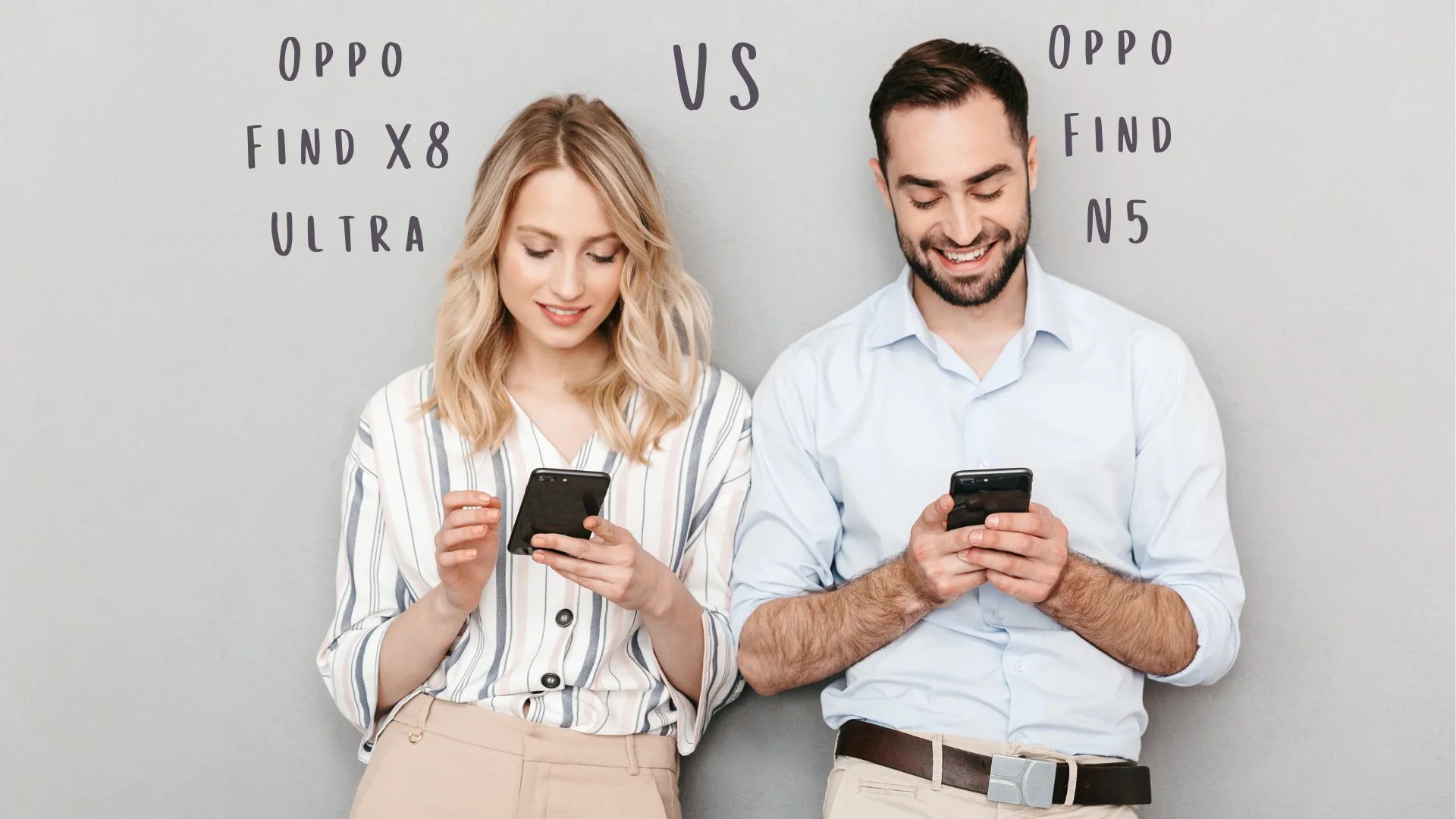 Oppo Find N5 i Oppo Find X8 Ultra - dwie osoby trzymające telefony