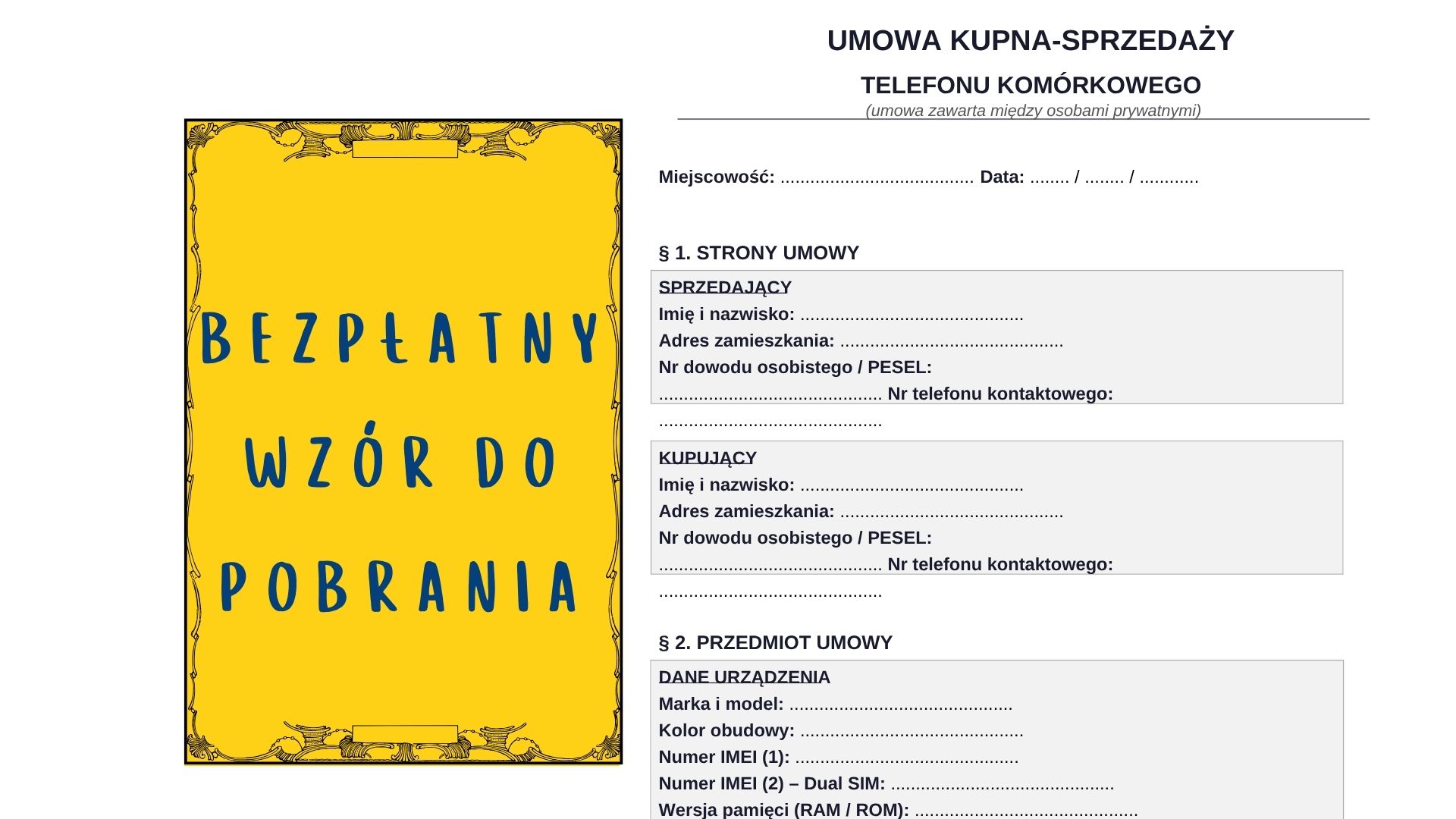 umowa kupna-sprzedaży telefonu