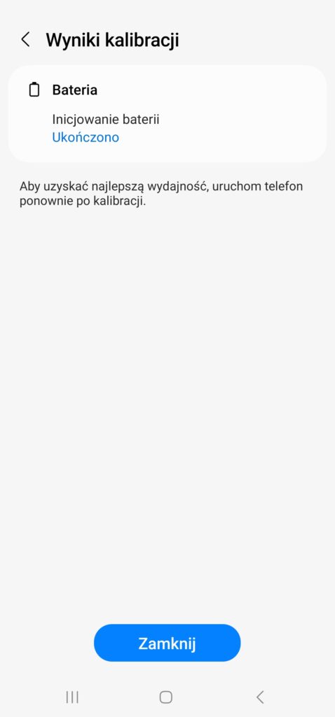 wynik kalibracji w asystencie samodzielnej naprawy